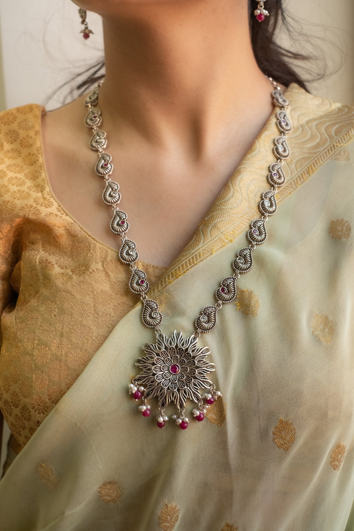 Peacock Floral Ranihaar Necklace