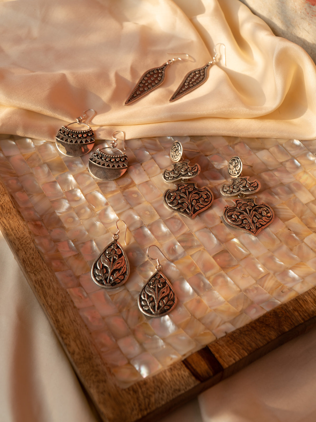 Circular Granulated Earrings - SAADHGEE