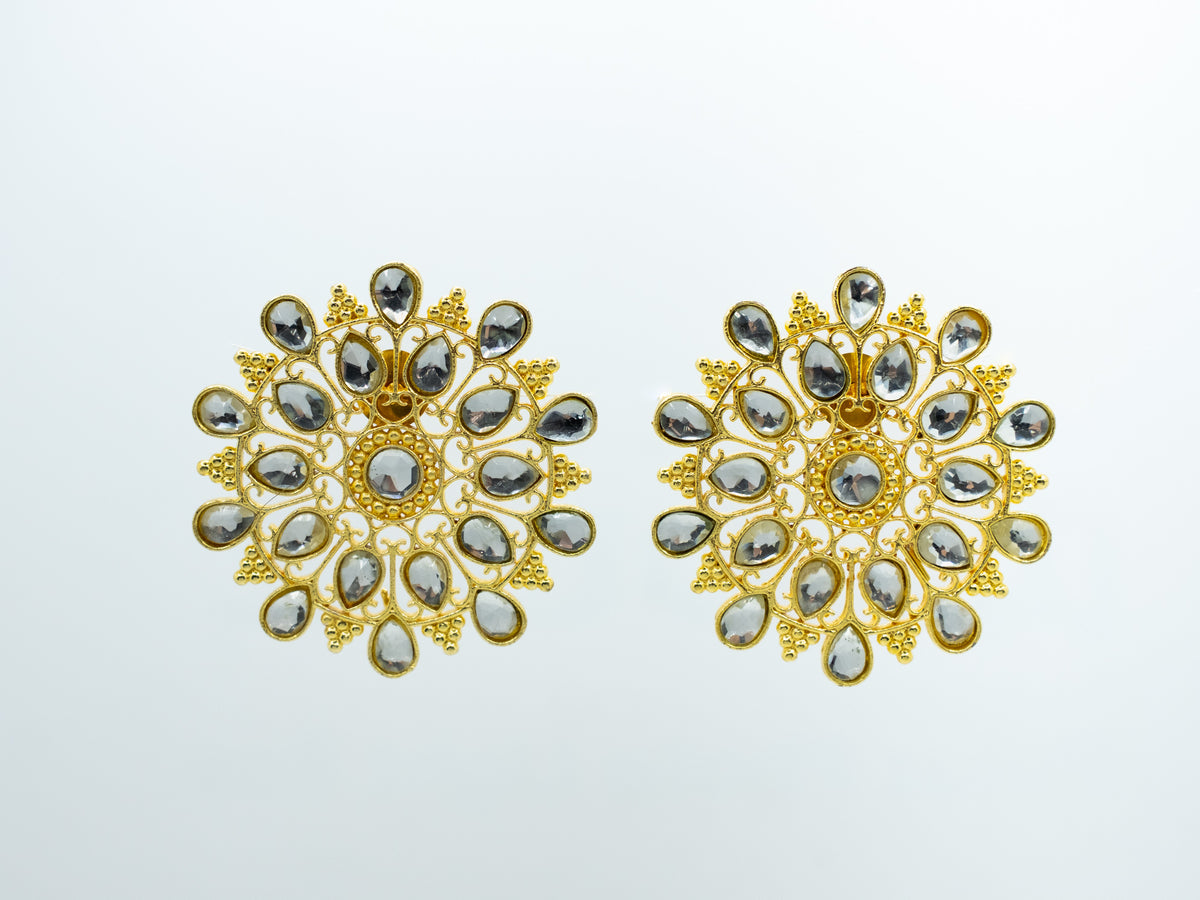 Floral Shape Zircon Studded Earrings - NOOR