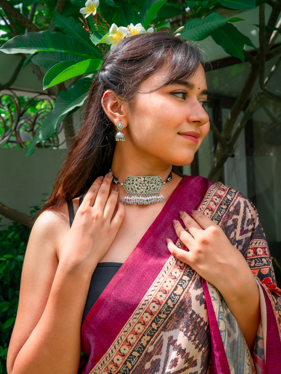 Chitai Flower Pearl Choker - ADA