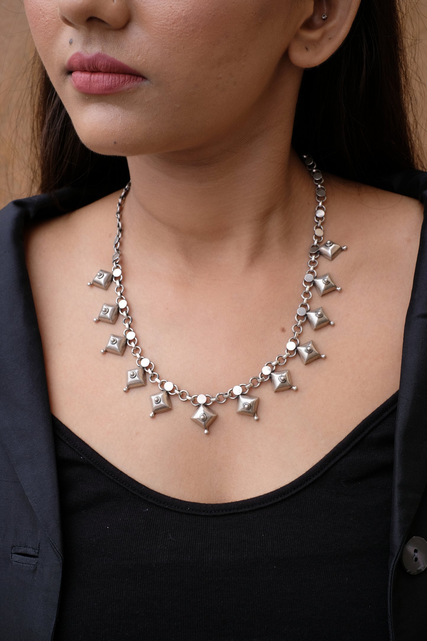 Plain Diamond Shape Necklace- SAADHGEE