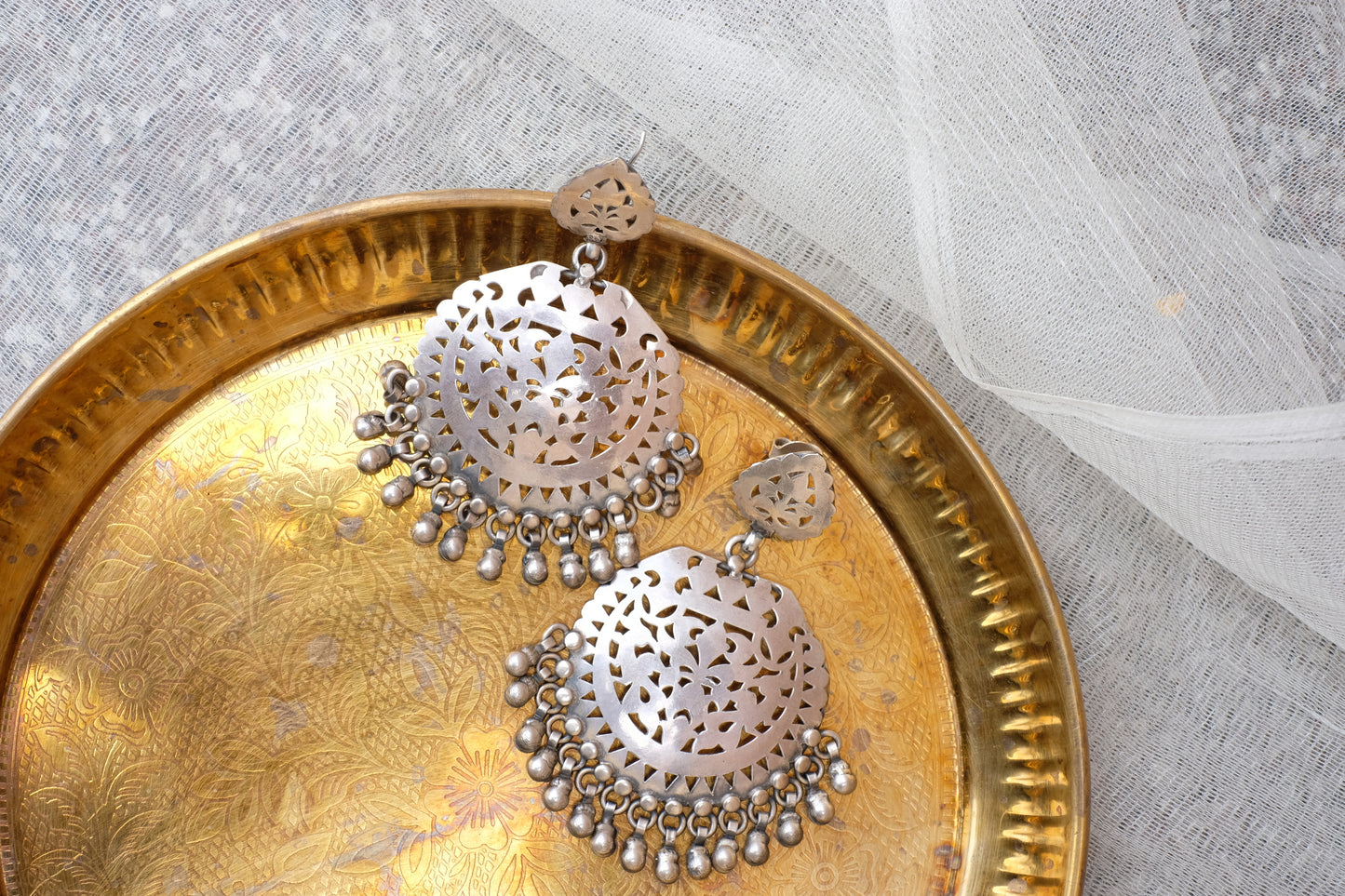 Plain Silver Ghungroo Earrings - ADA