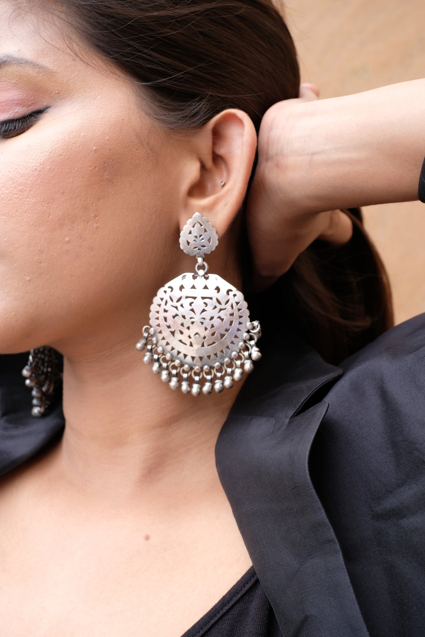 Plain Silver Ghungroo Earrings - ADA