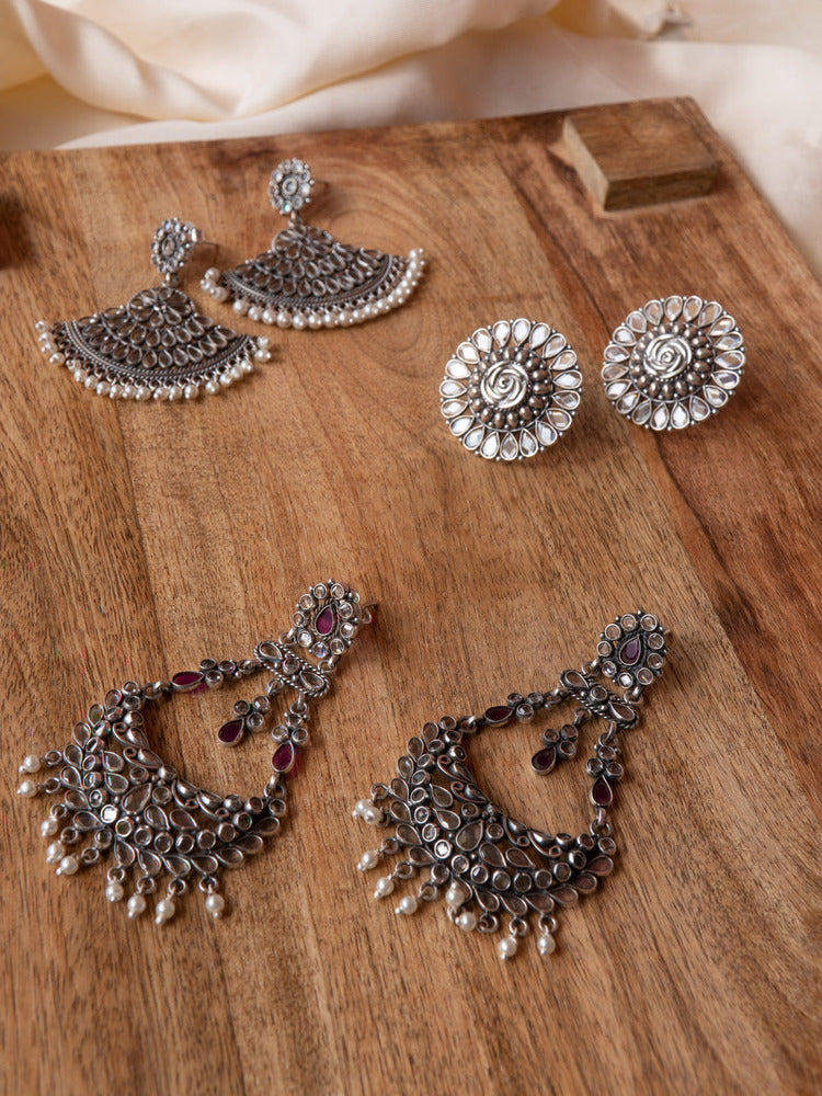 Oxidised Chandbali Earrings - Annora Collection