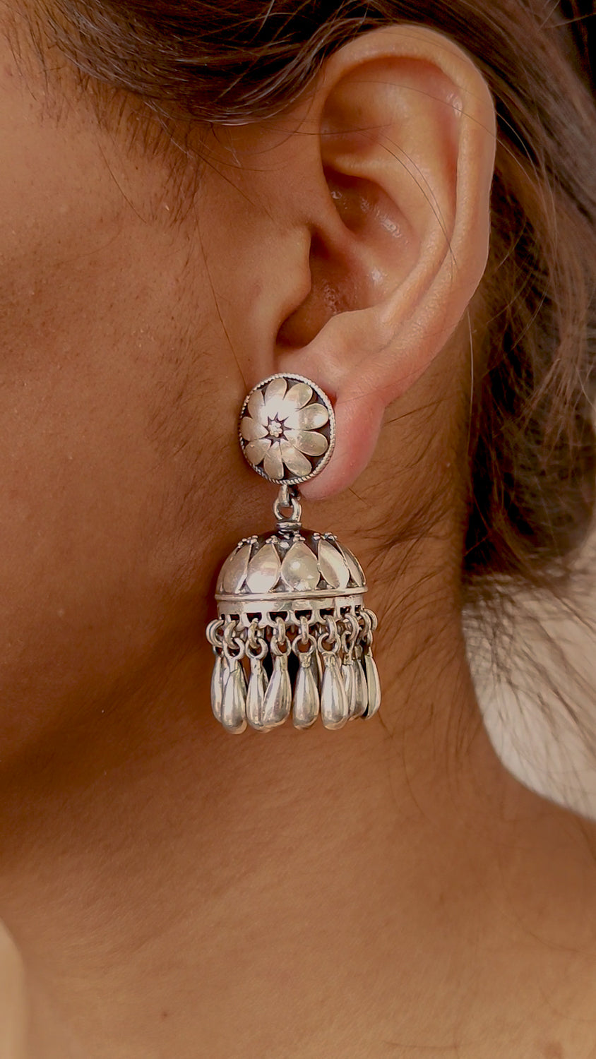 Granulated Floral Jhumki