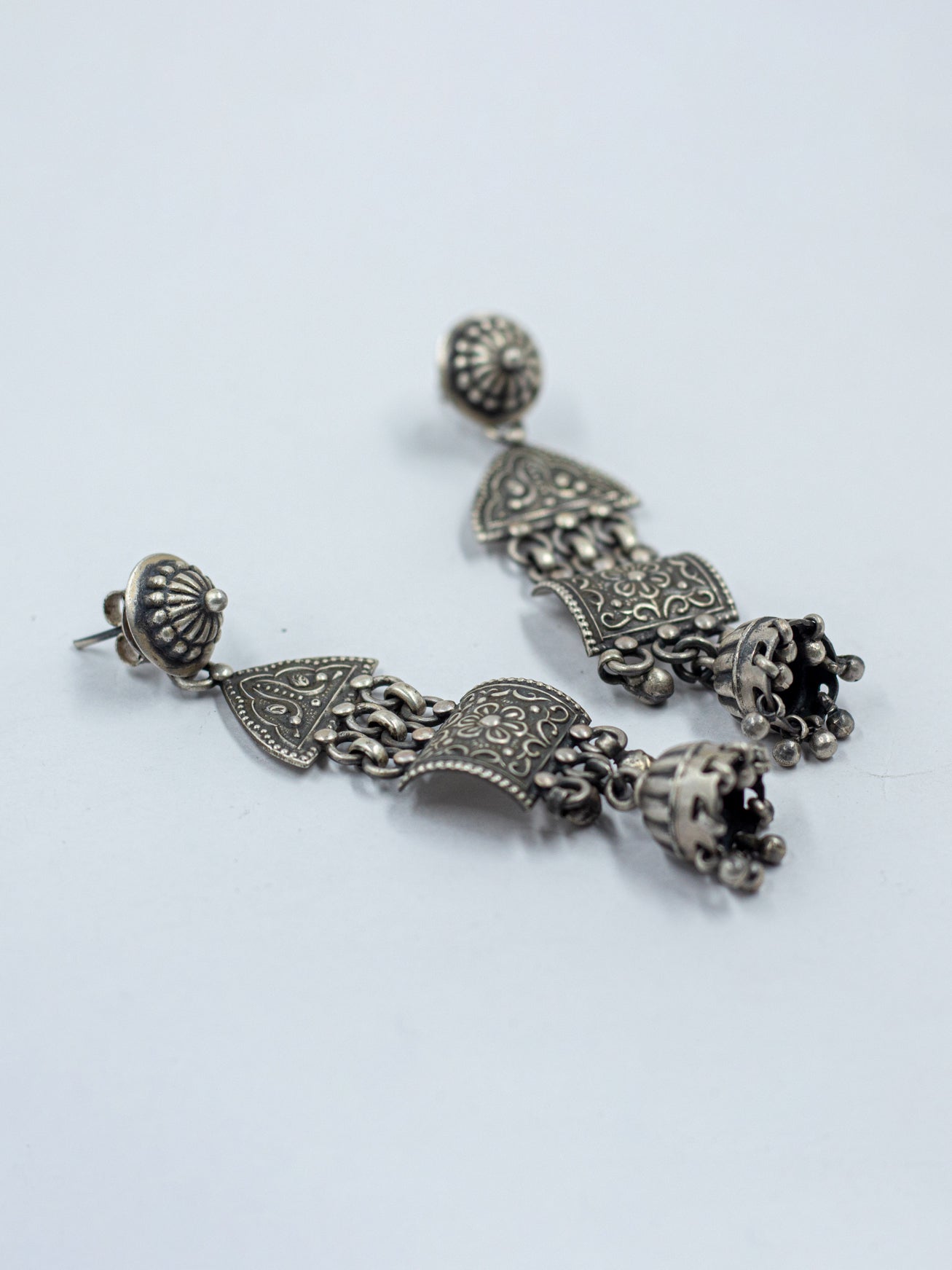 Three Layer Flower Embossed Jhumki