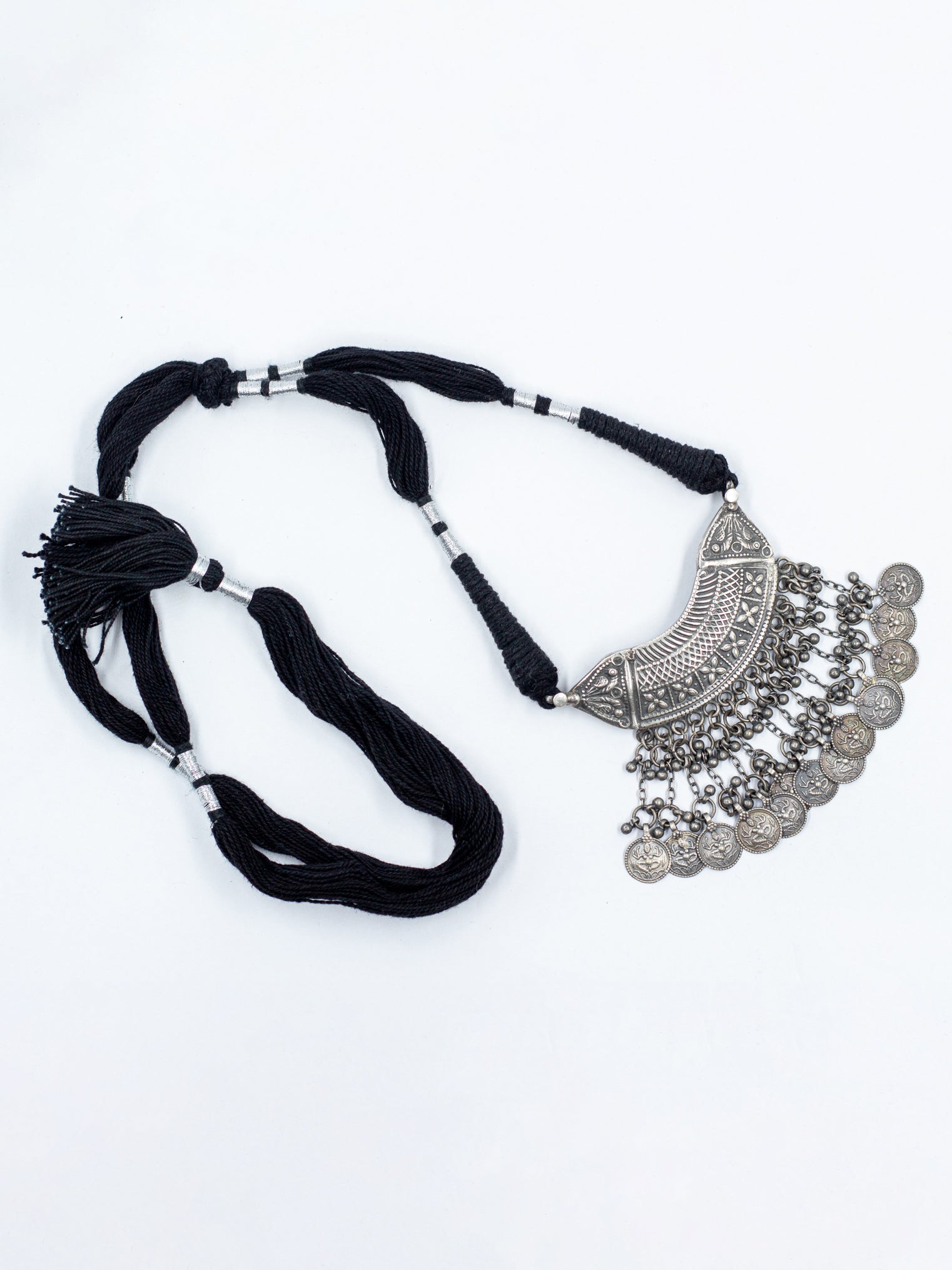 GURJARI JEWELLERS Oxidised choker Silver Brass Black Thread Necklace + EVIL  EYE BEADS for Women (Efil Tower) : Amazon.in: Fashion