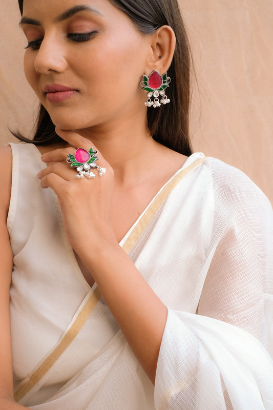 Lotus Kundan Earrings