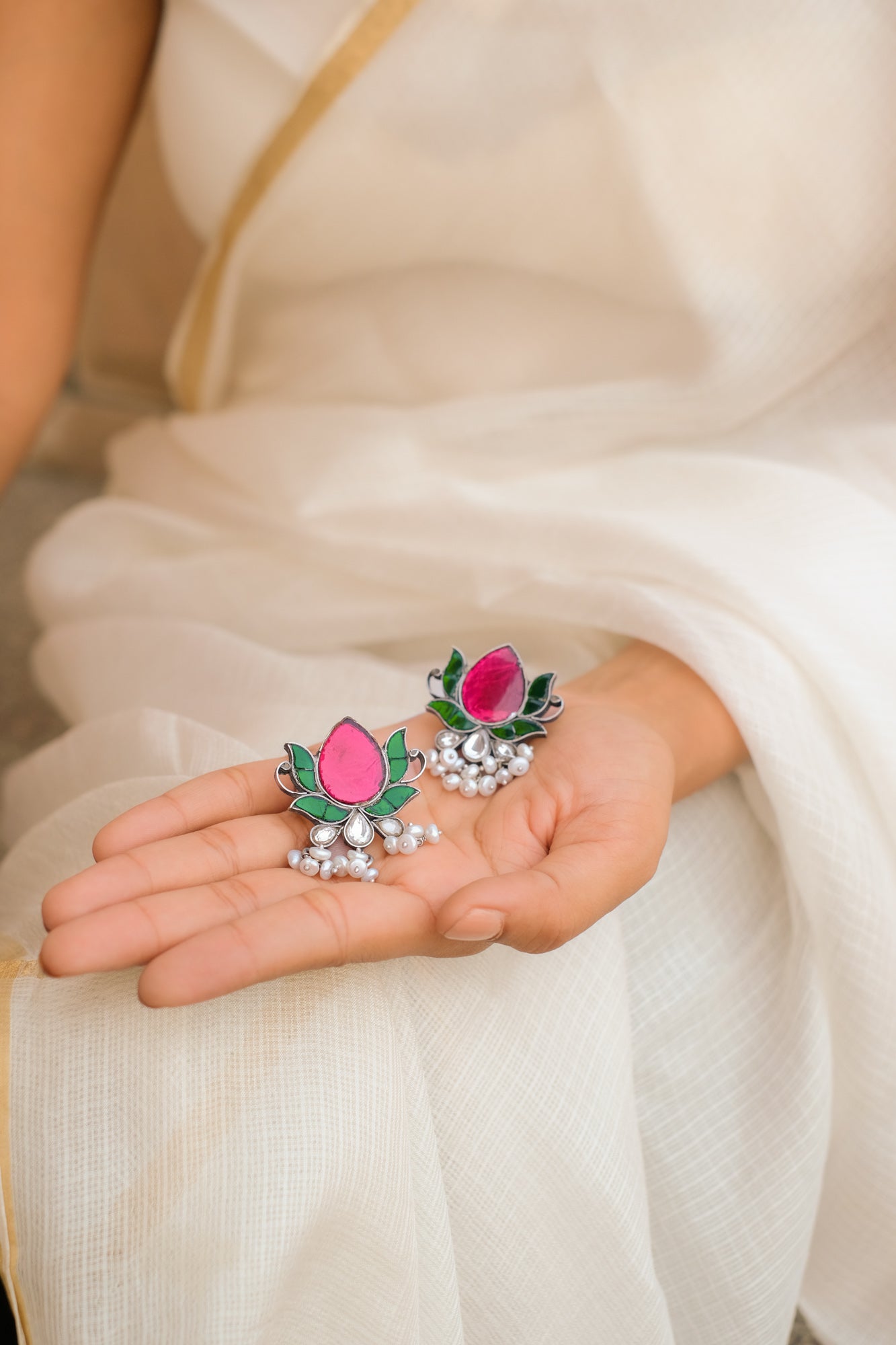 Lotus Kundan Earrings