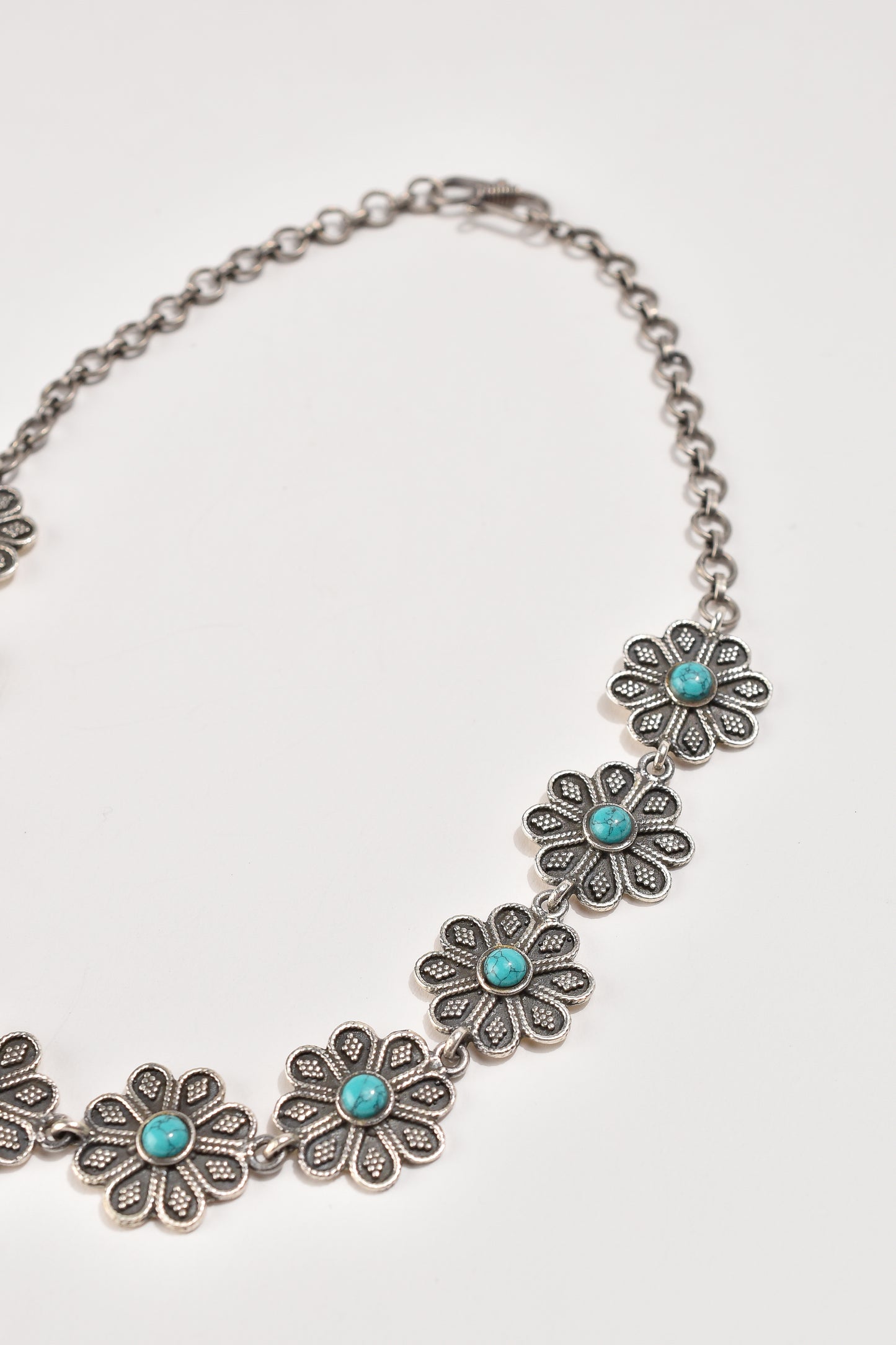 Turquoise Granulated Flower Necklace