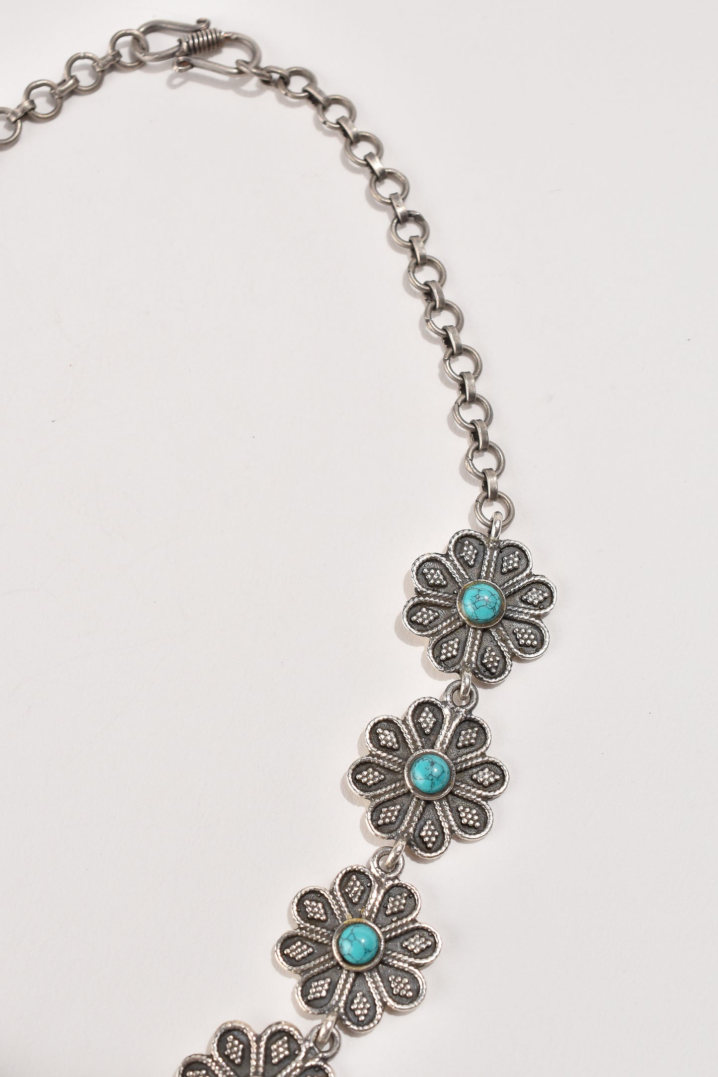 Turquoise Granulated Flower Necklace