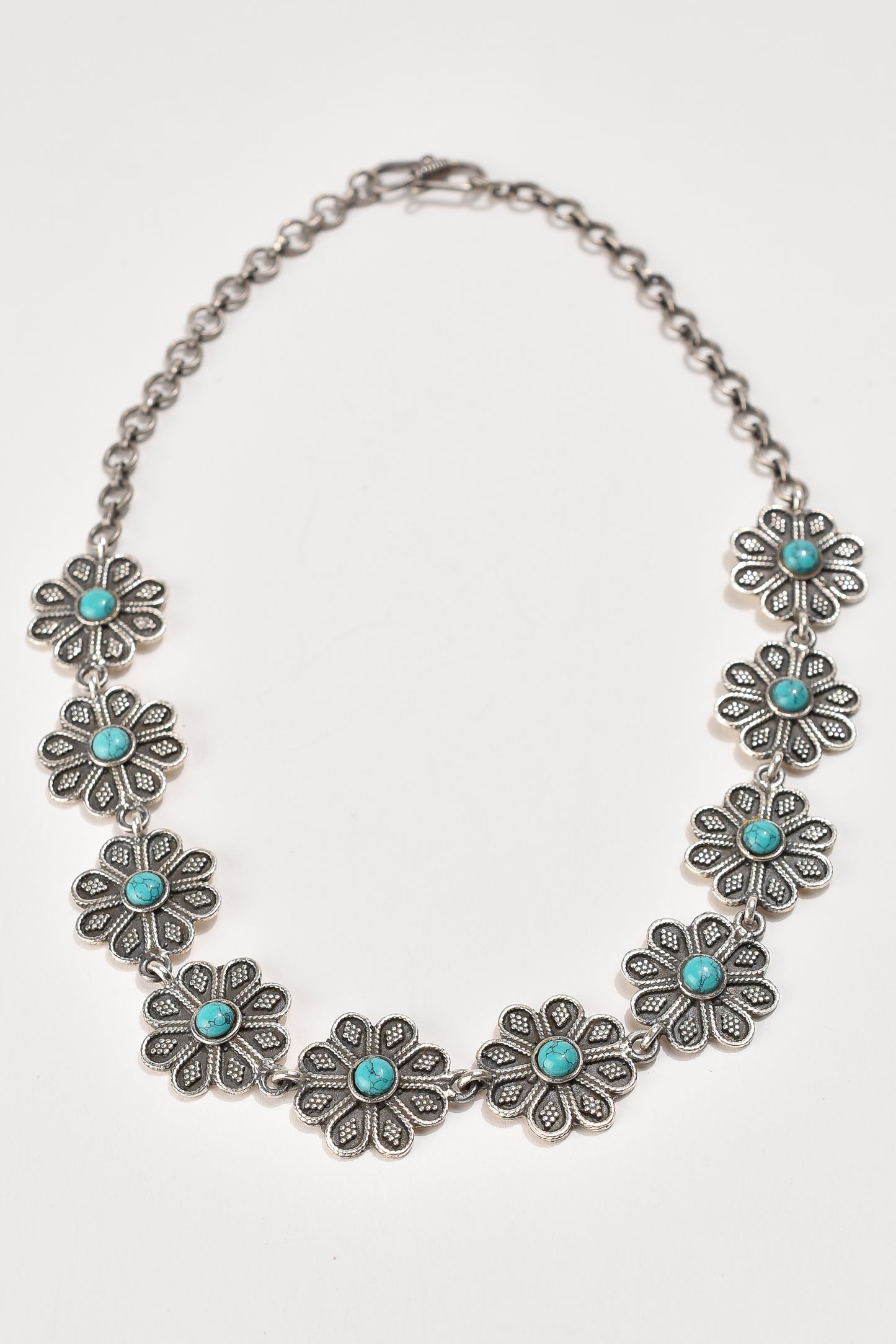 Turquoise Granulated Flower Necklace