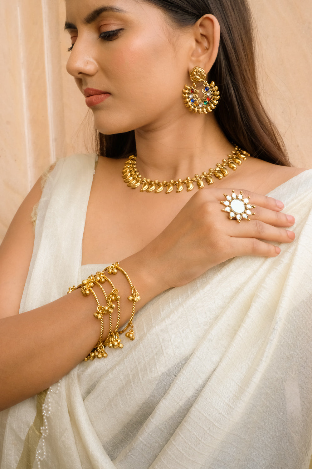 Gold Twisted Wire Ghungroo Bangle