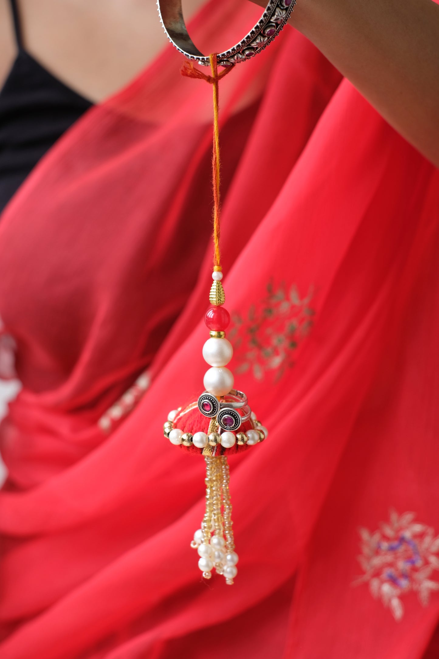 Red Stone Toe Ring Rakhi