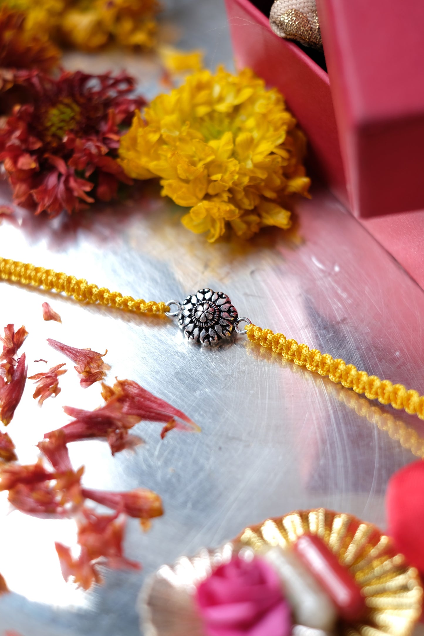 Silver Flower Rakhi