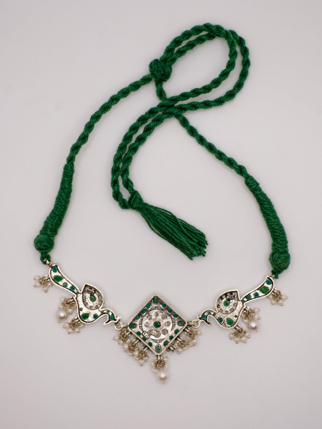 Emerald colour peacock necklace & Earring