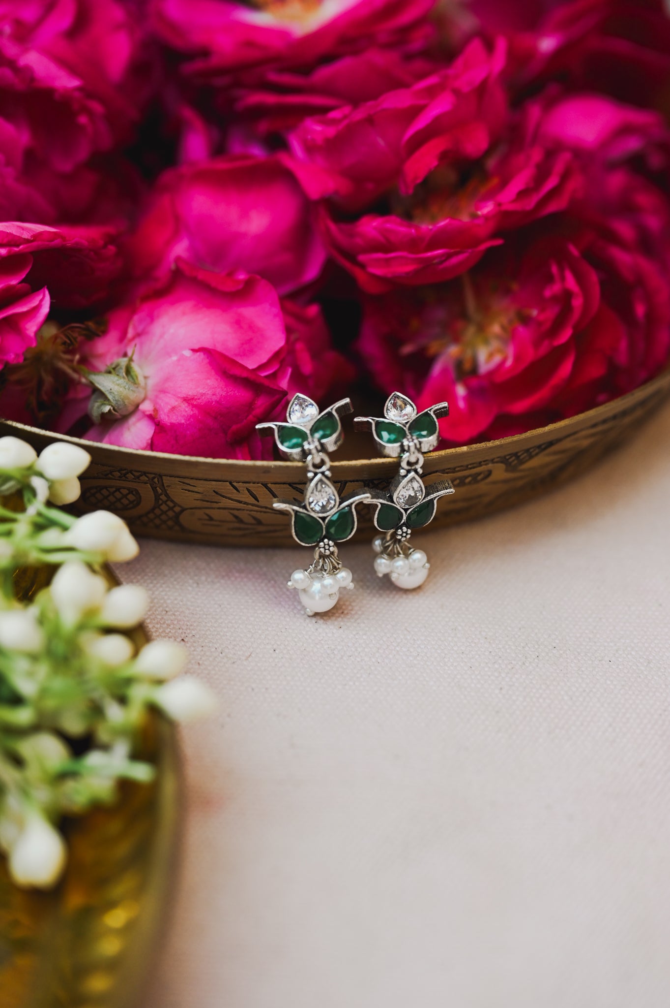 Emerald colour mossanite Earring