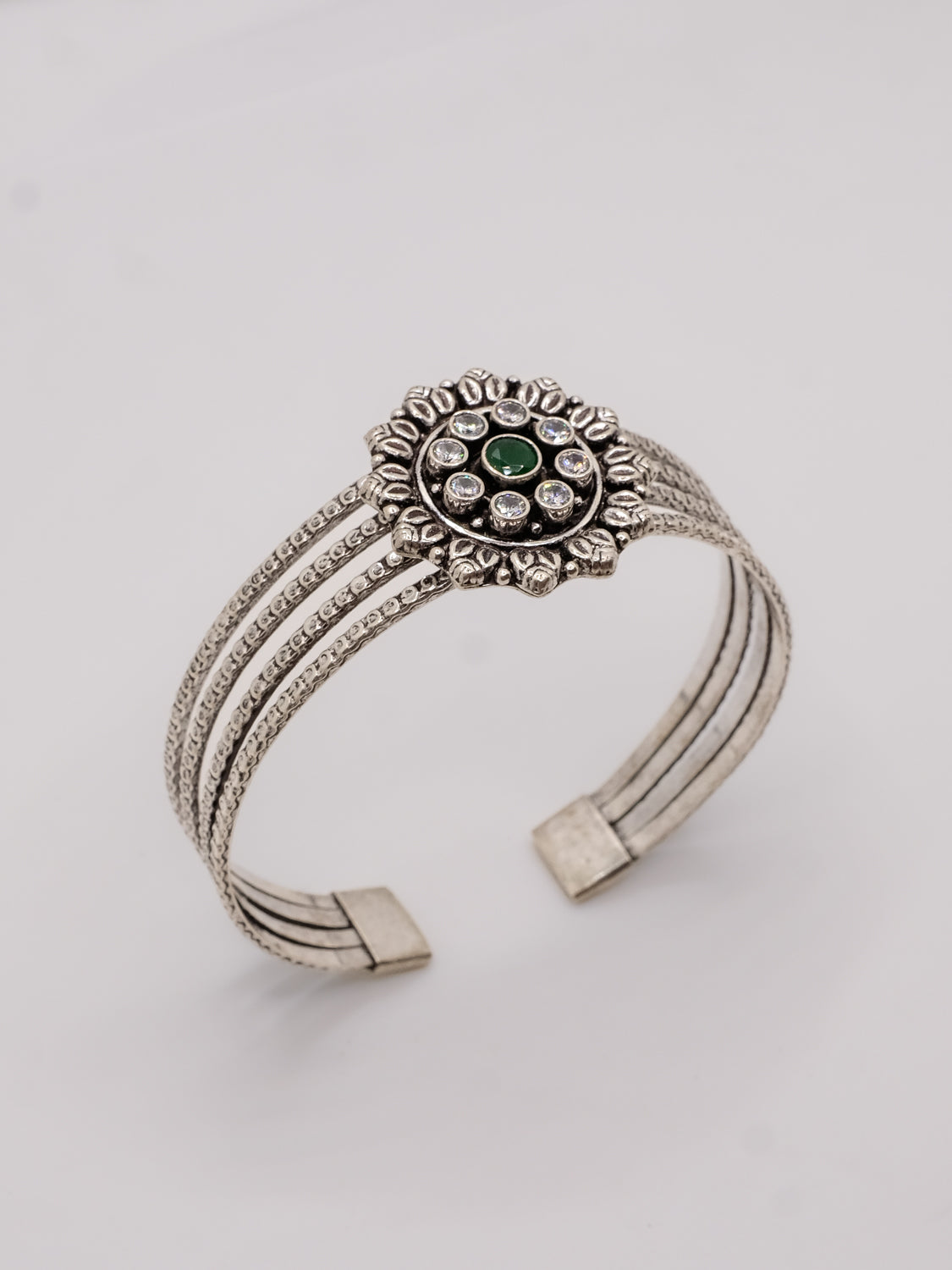 green stone floral kada