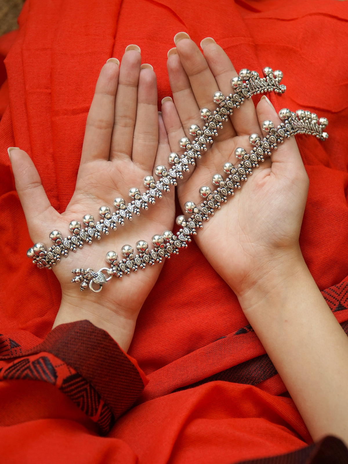 Ball Floral Anklet Pair