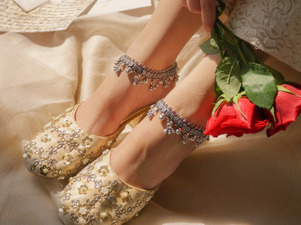 Ball Floral Ghungroo Anklet Pair