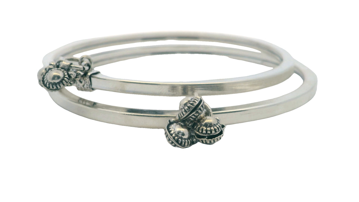 Elegant Plain Silver Anklet with Floral Design