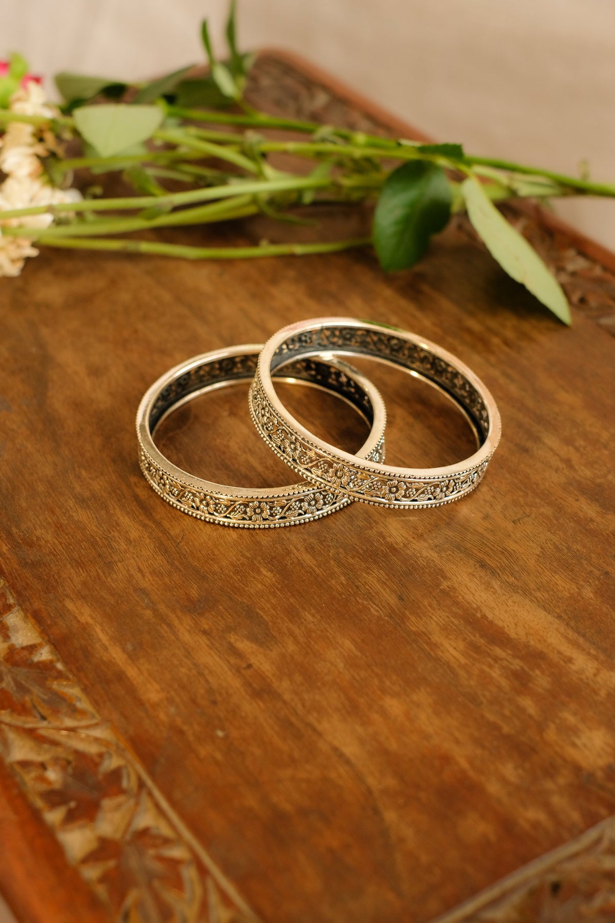 Elegant Silver Floral Bracelets