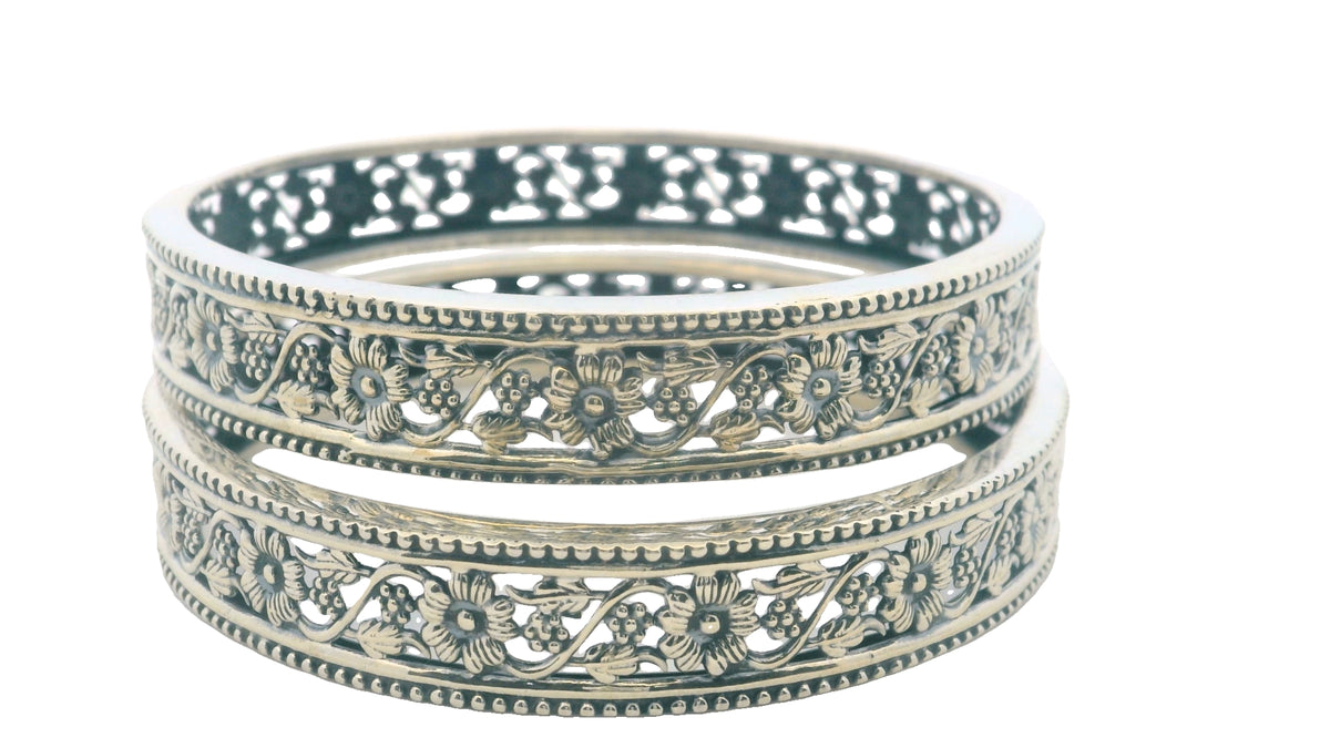 Elegant Silver Floral Bracelets