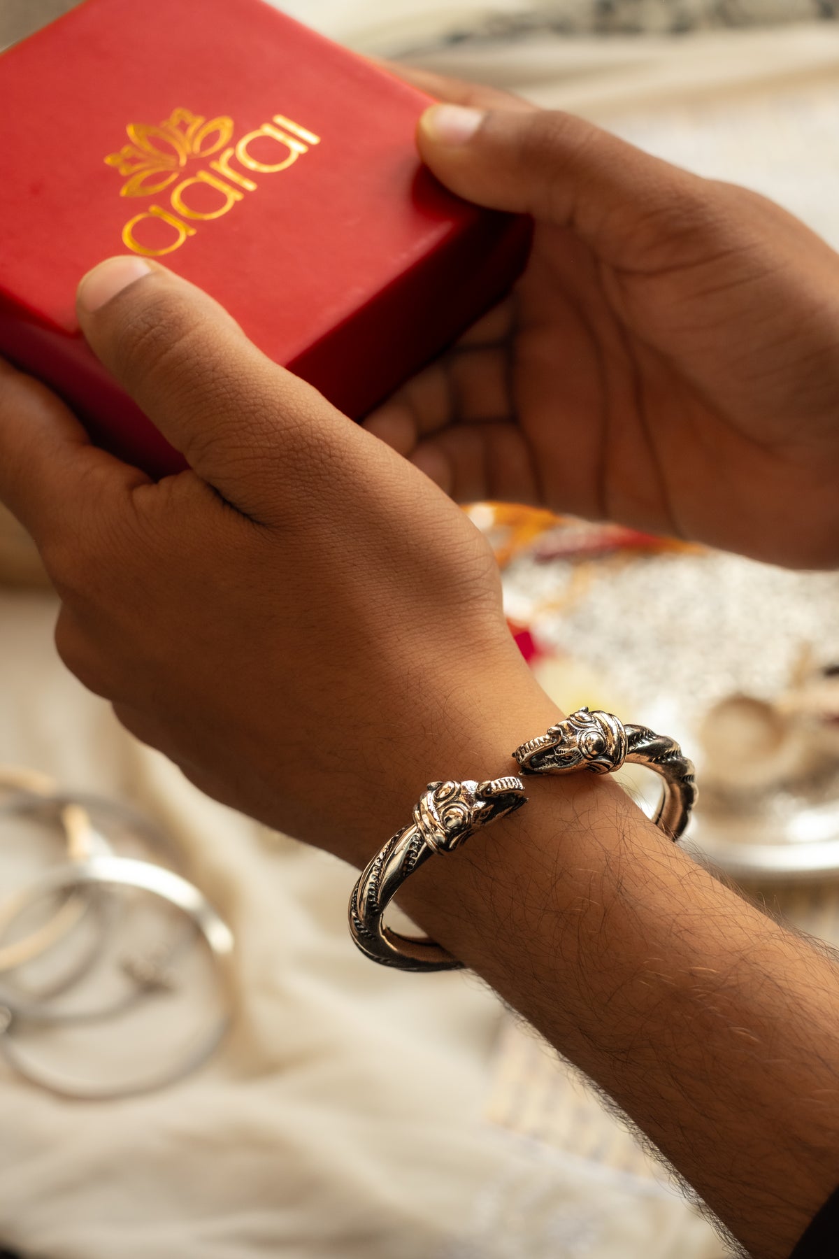 Intricate Silver Elephant Bracelets