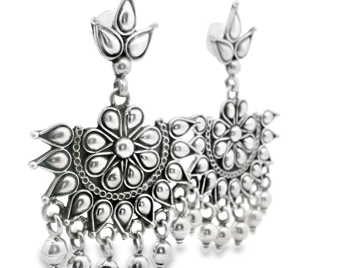 Elegant Silver Earrings with Intricate Design
