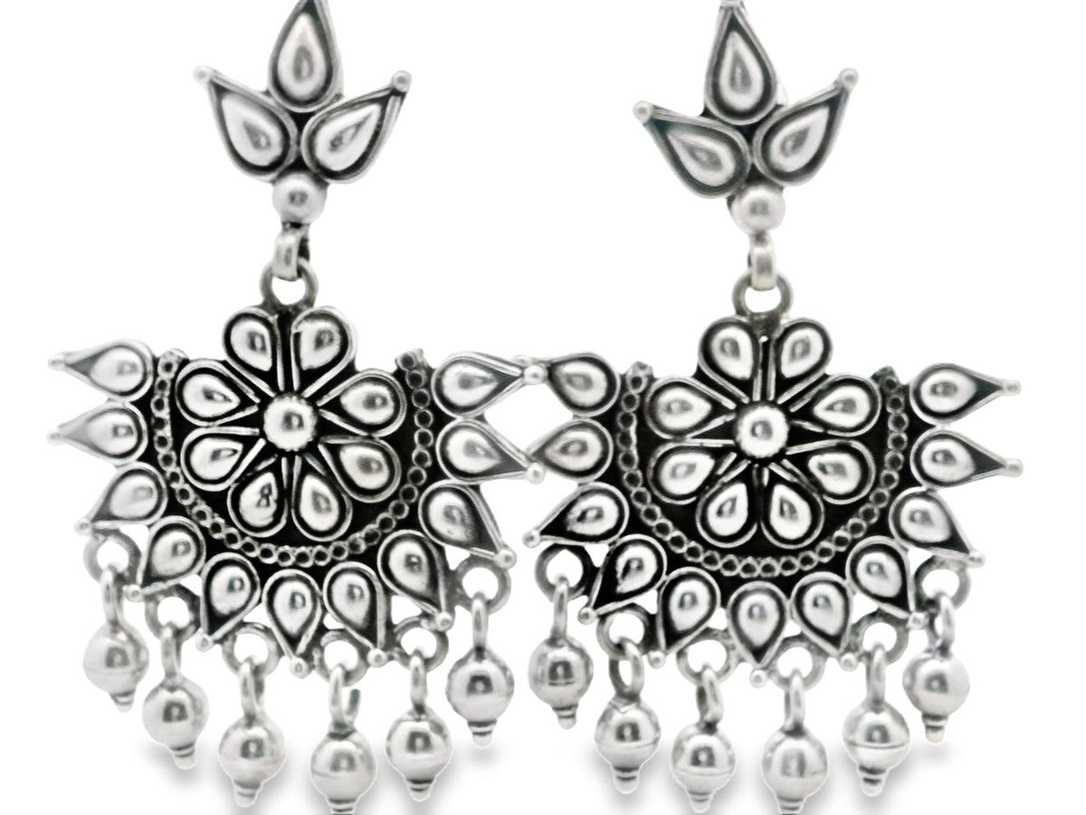 Elegant Silver Earrings with Intricate Design