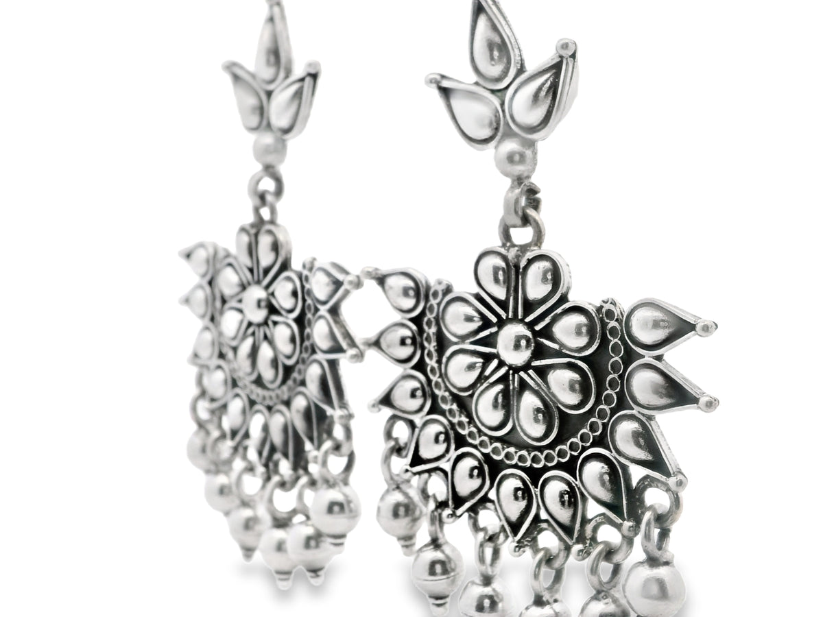 Elegant Silver Earrings with Intricate Design