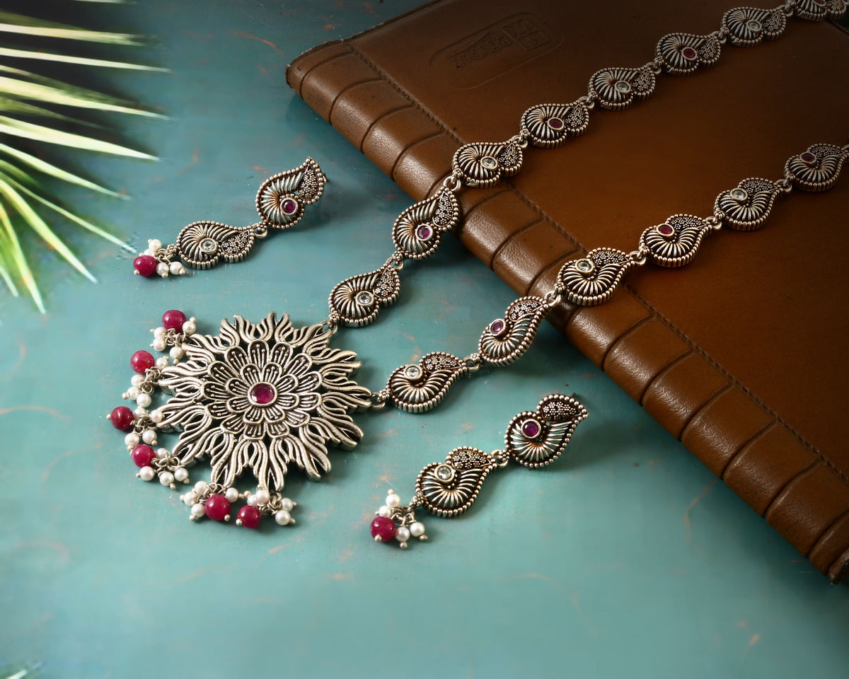Peacock Floral Ranihaar Necklace