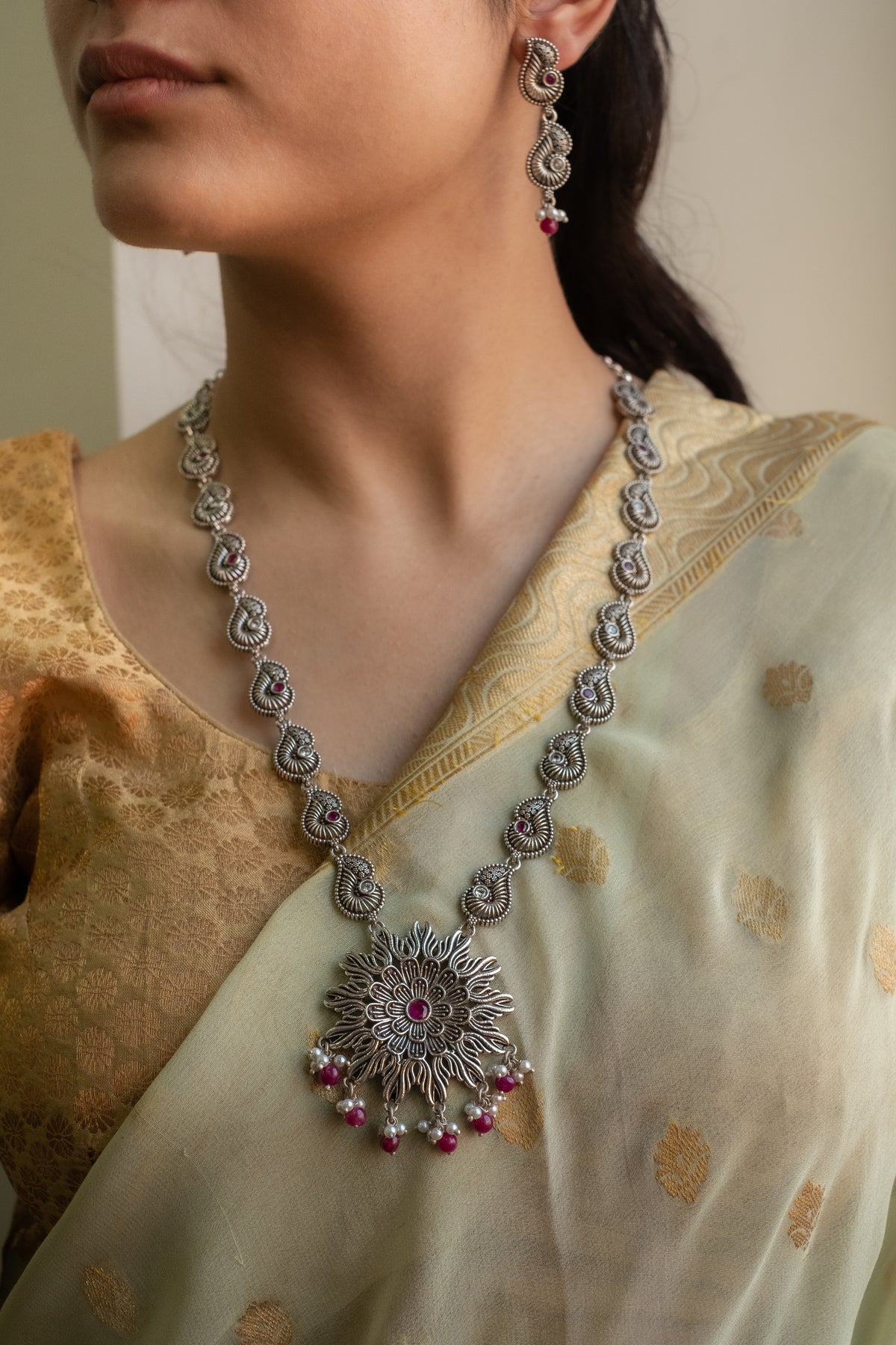 Peacock Floral Ranihaar Necklace