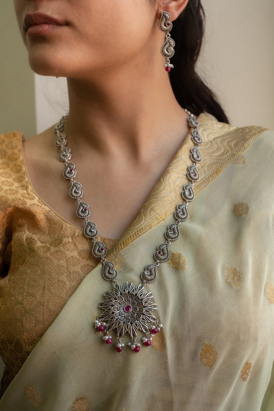 Peacock Floral Ranihaar Necklace