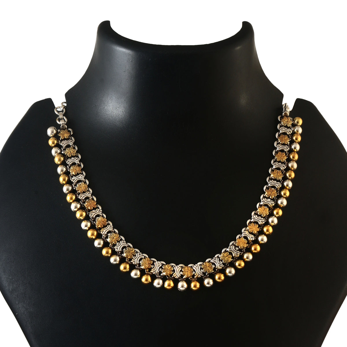 Two Tone Floral Ball Necklace
