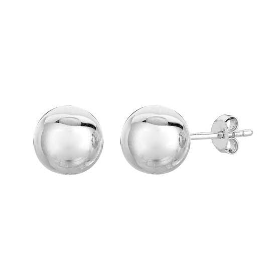 7mm Silver Ball Stud Earrings