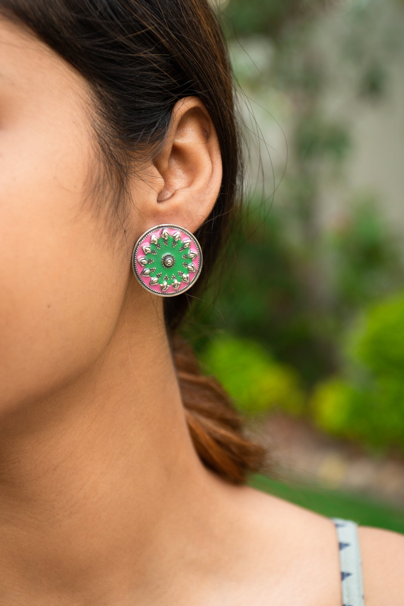 Dual Tone Handcrafted Enamel Earring - UMANG