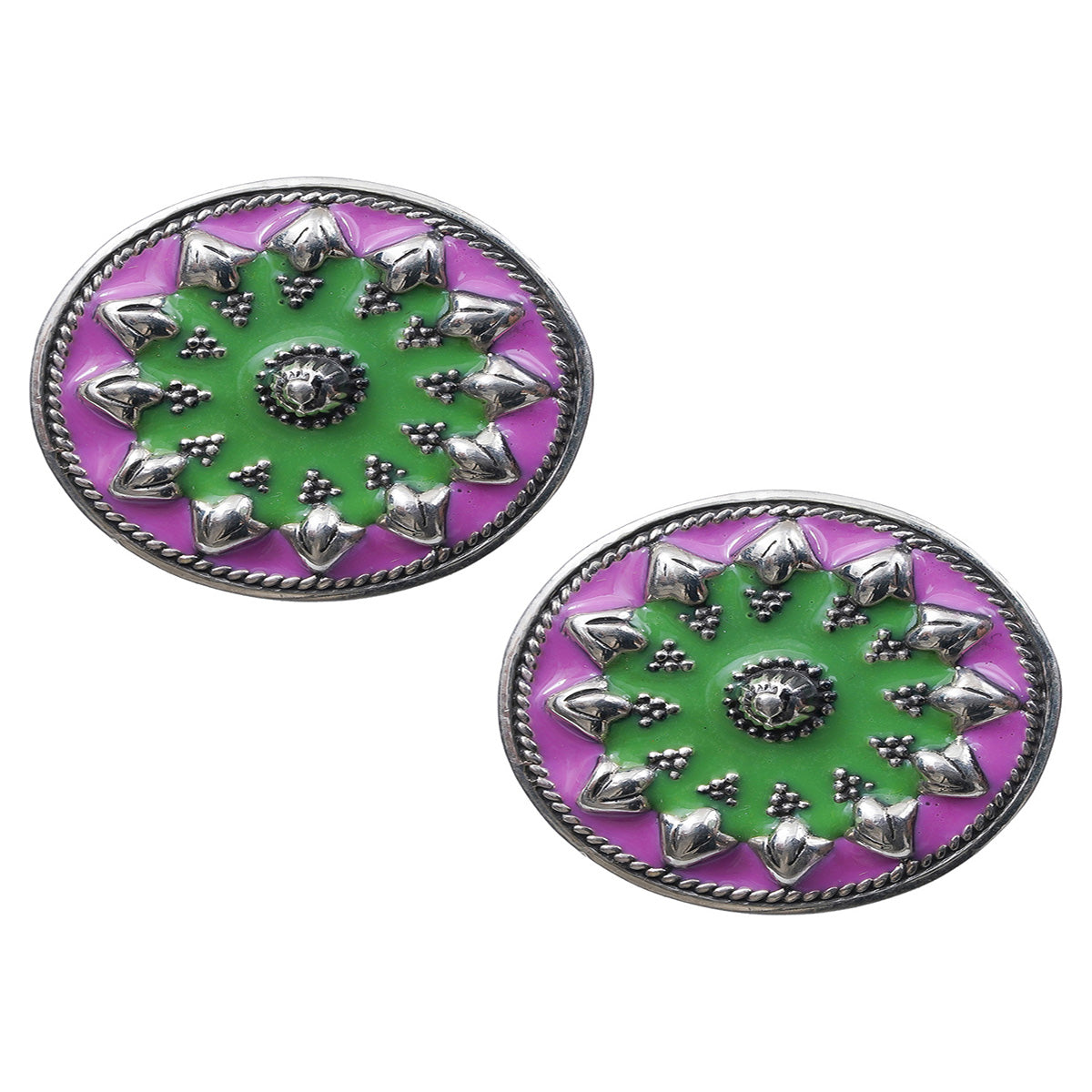 Dual Tone Handcrafted Enamel Earring - UMANG