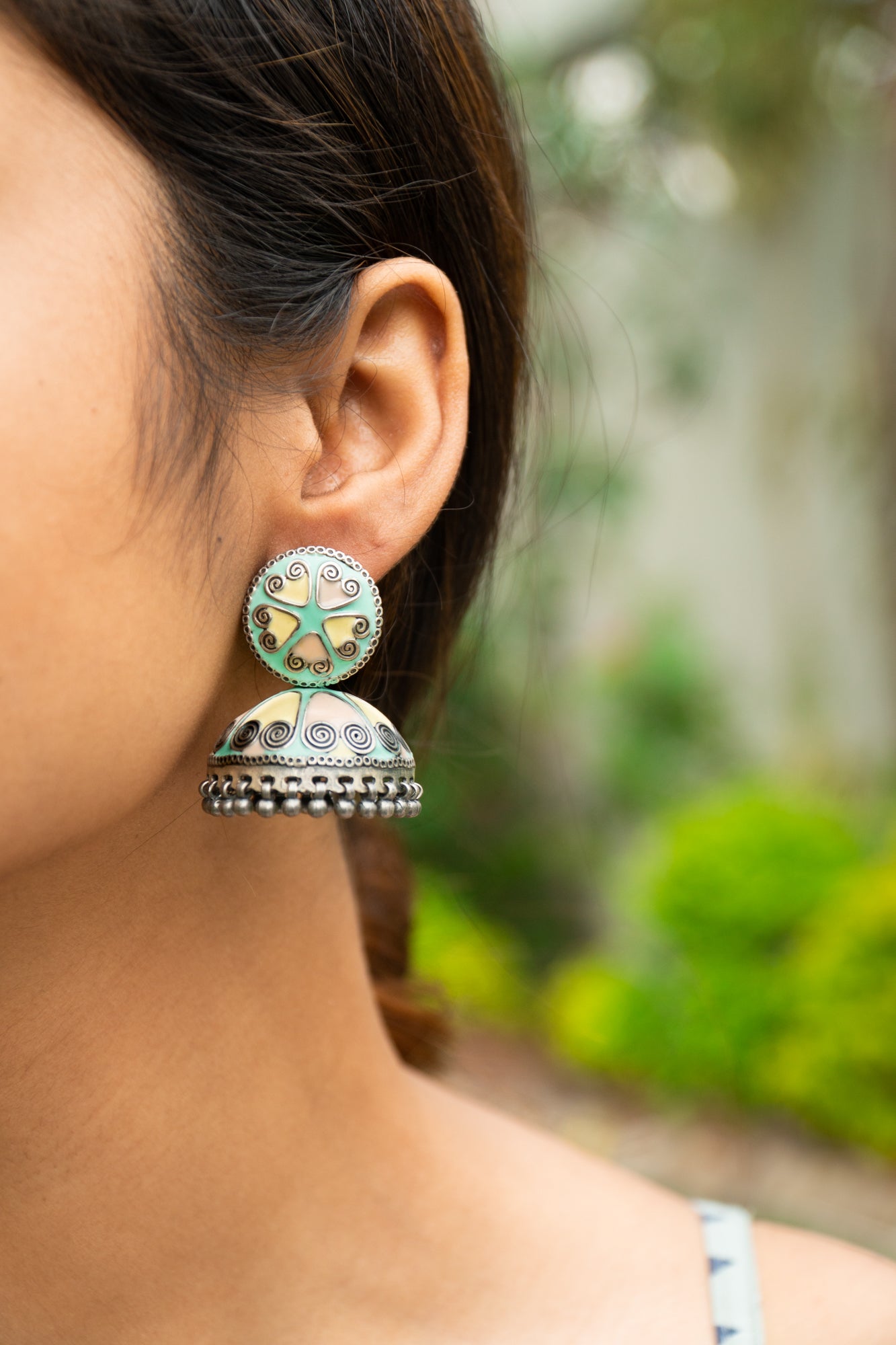 Pastel Handcrafted Enamel Jhumkis- UMANG