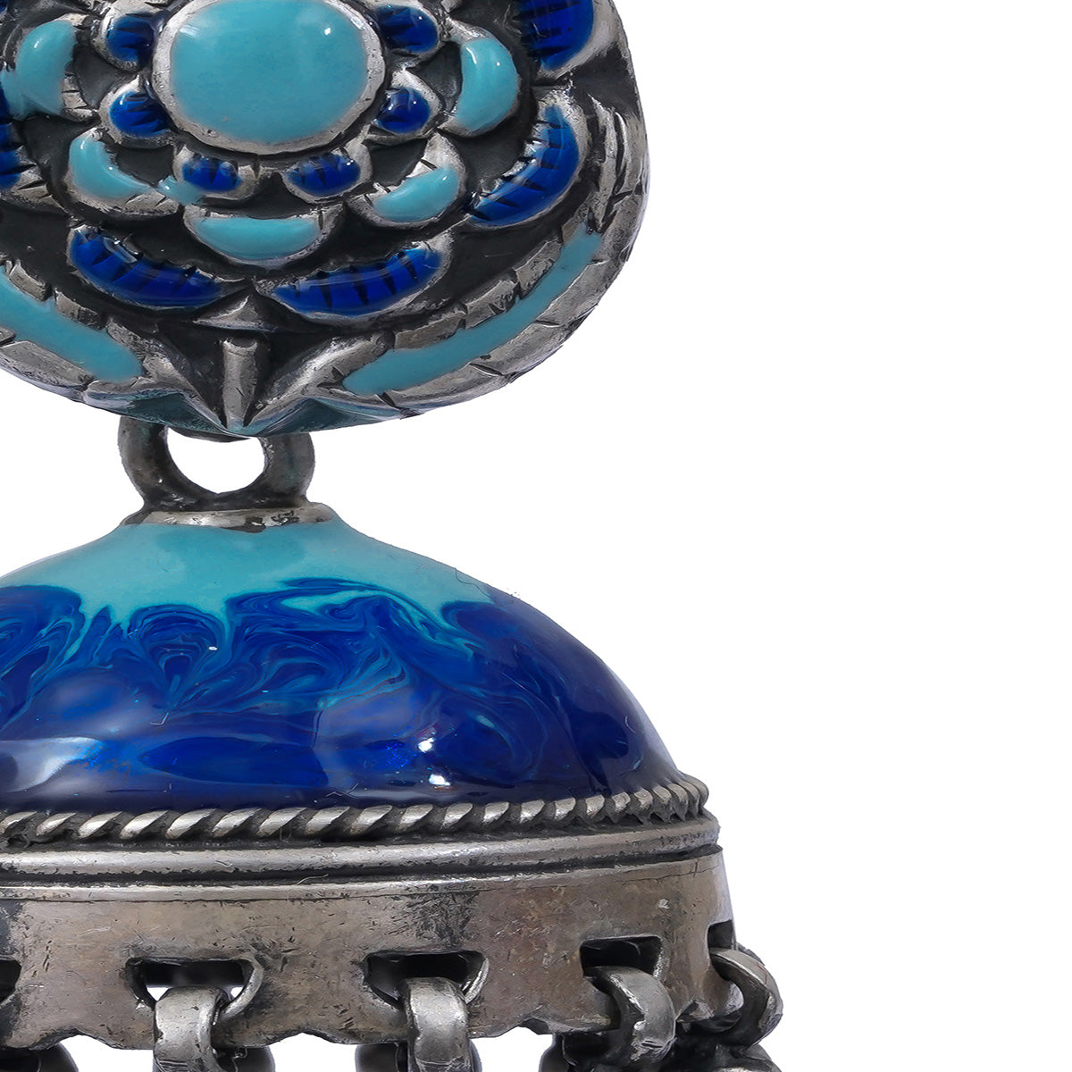 Blue Handcrafted Enamel Jhumkis- UMANG