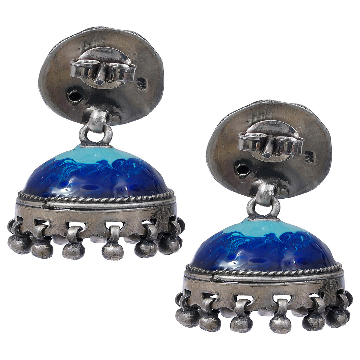 Blue Handcrafted Enamel Jhumkis- UMANG