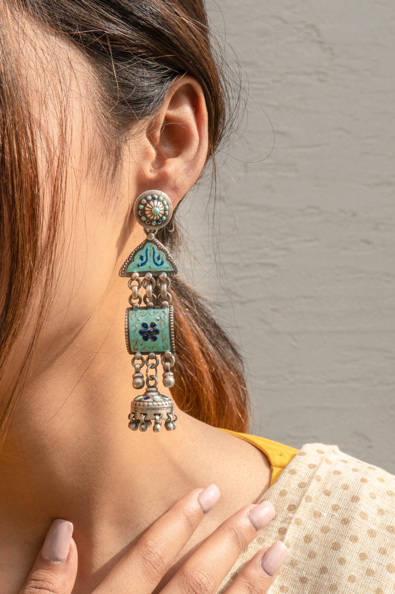 Handcrafted Enamel Jhumki Earrings - UMANG