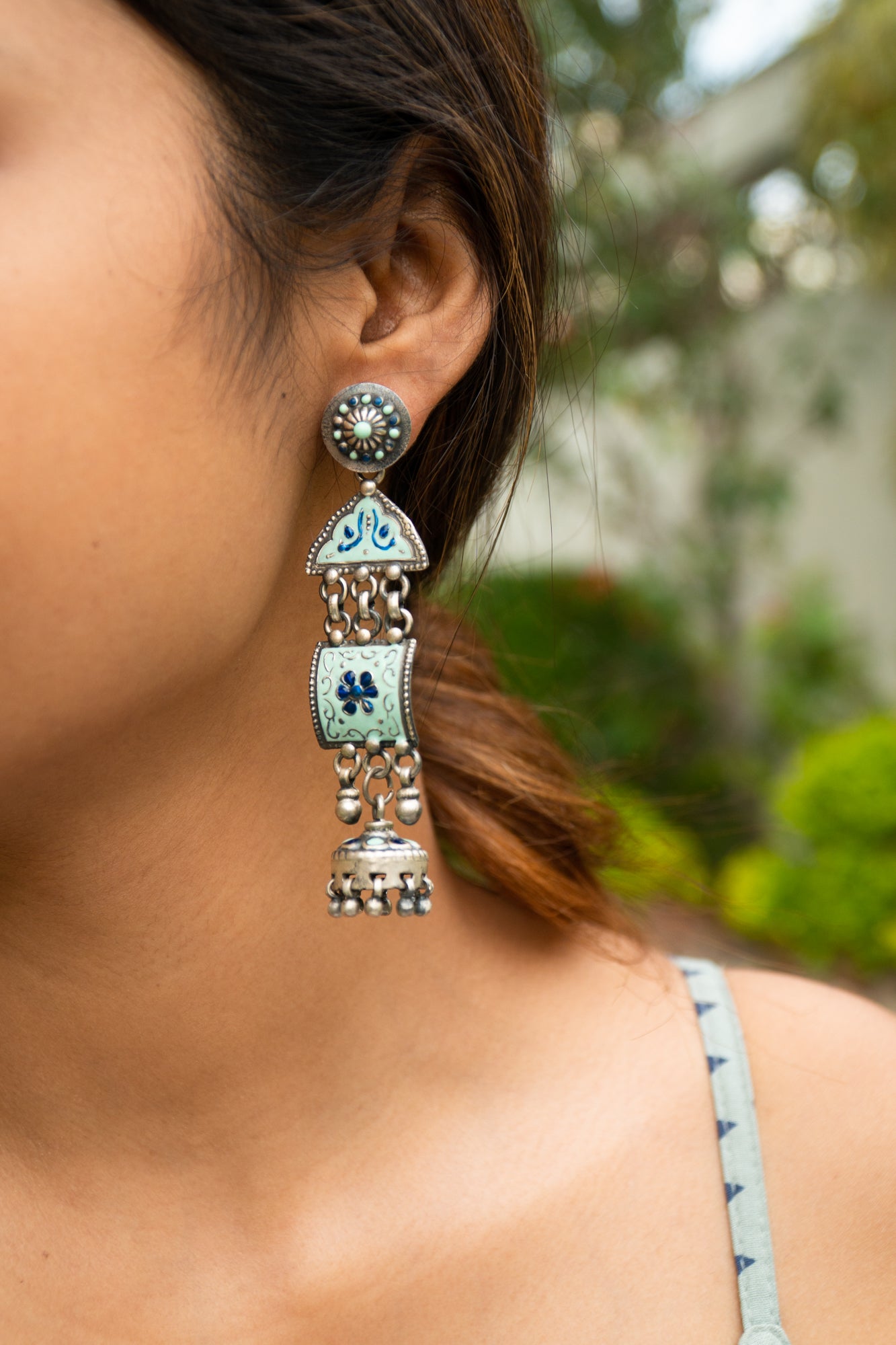 Handcrafted Enamel Jhumki Earrings - UMANG