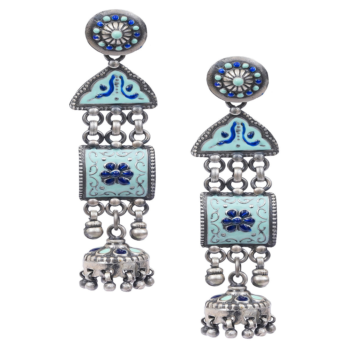 Handcrafted Enamel Jhumki Earrings - UMANG