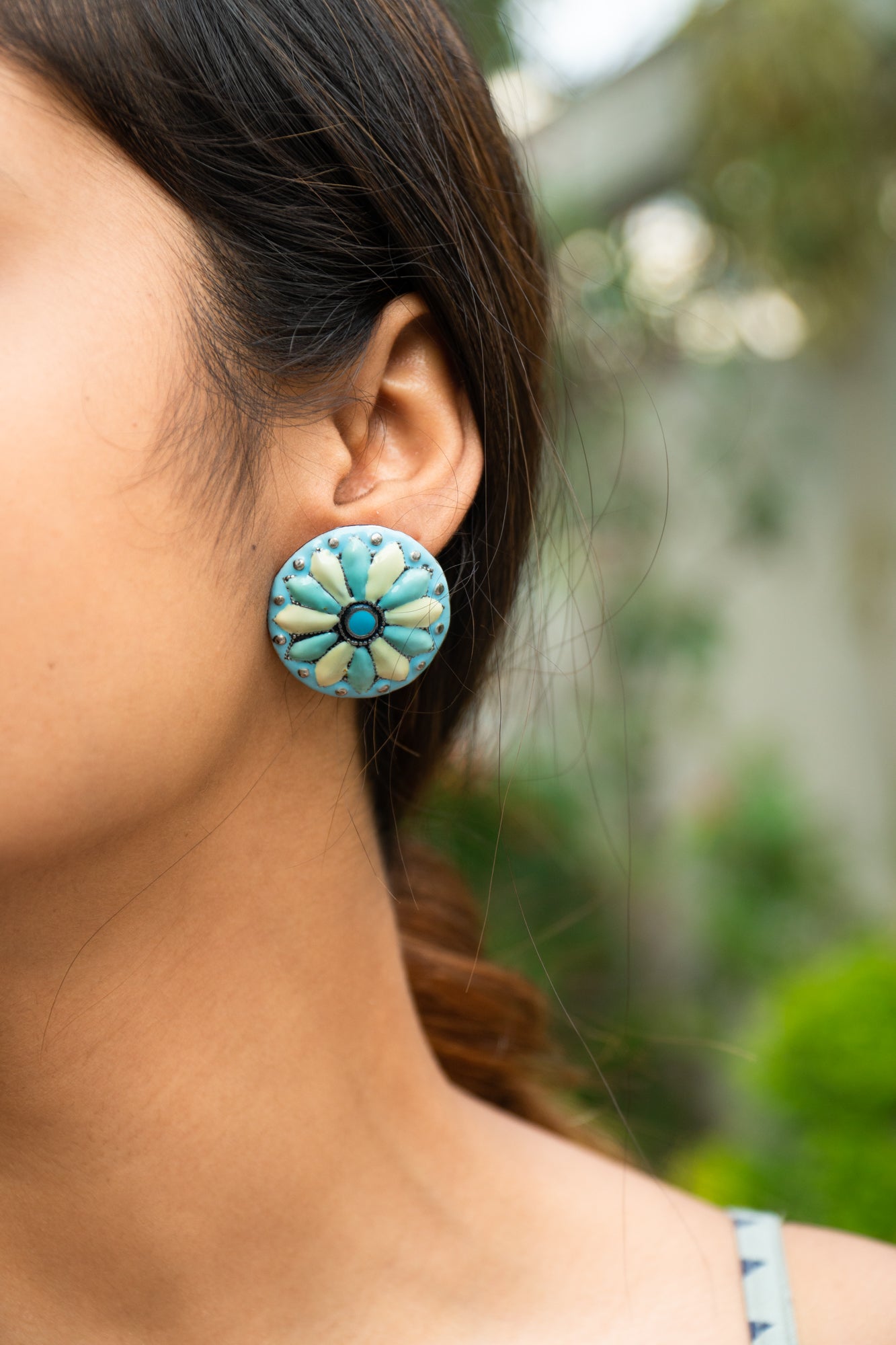 Pastel Colour Handcrafted Enamel Earring   - UMANG