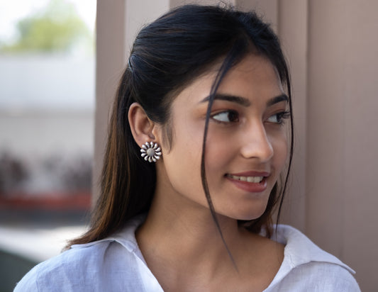 Sunflower Silver Earrings - SAADHGEE