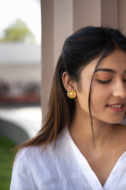 Gold-plated Sunflower Earrings - SAADHGEE