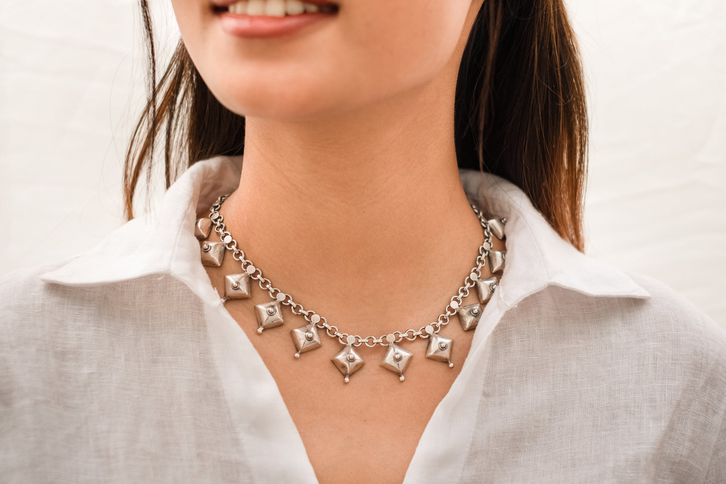 Plain Diamond Shape Necklace- SAADHGEE