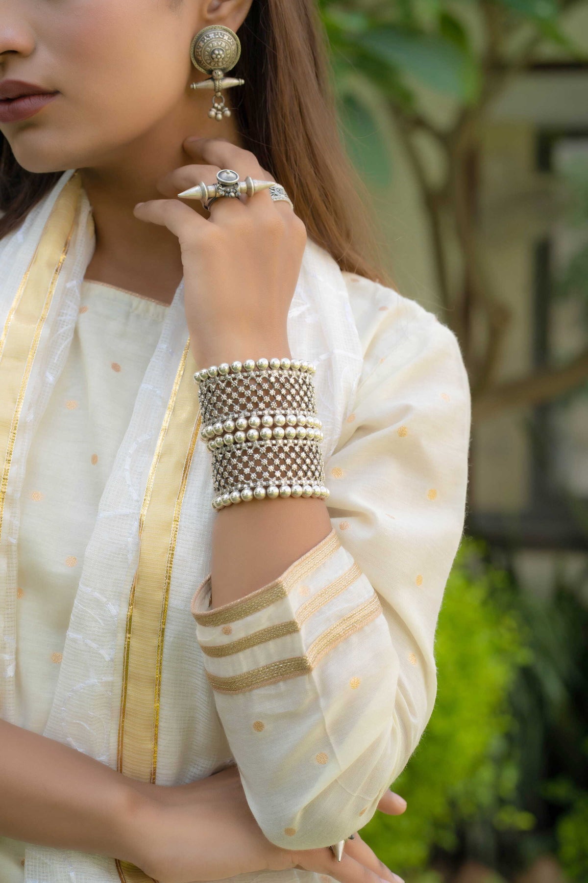 Jali Work Ball Ganulated Bangle - ADA