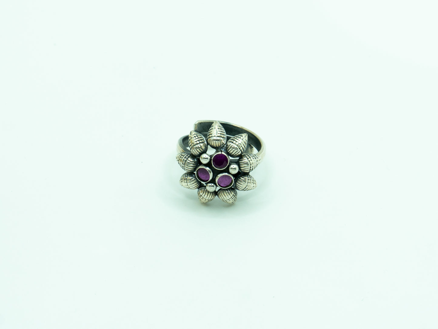 Red Stone Flower Ring - ADA